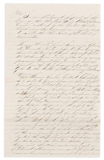 (CIVIL WAR--NAVY.) Testimony of the British officers of a captured Charleston blockade runner, Emilie.                                           